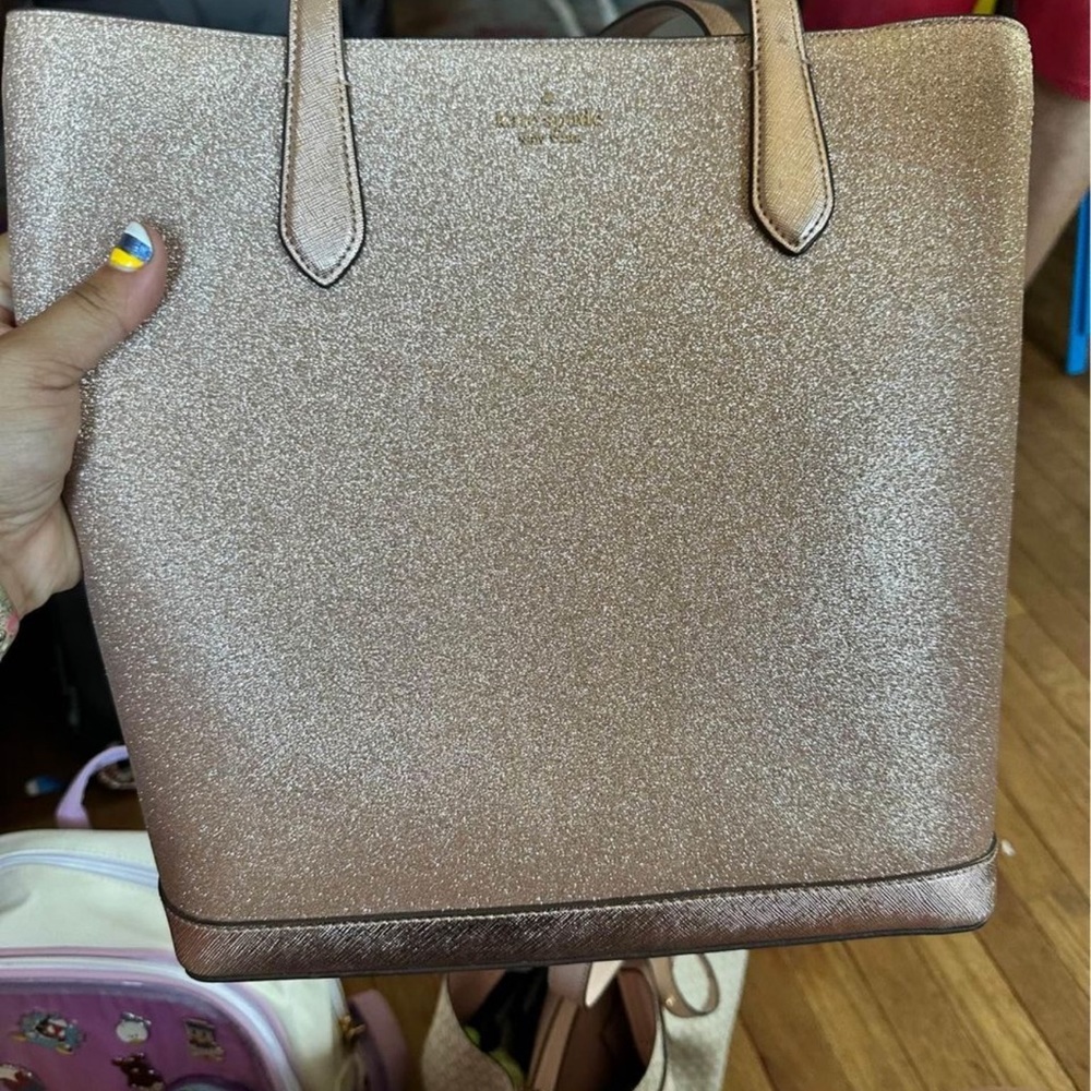 Kate spade rose gold glitter large purse/wallet combo